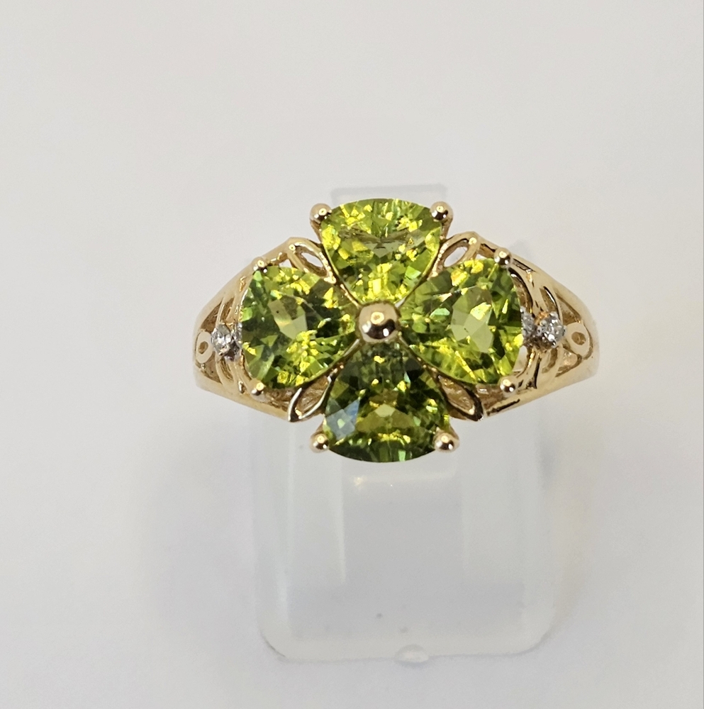 Michelle Albala Peridot & Diamond Ring 14K Yellow Gold Size 8! - Picture 3 of 7